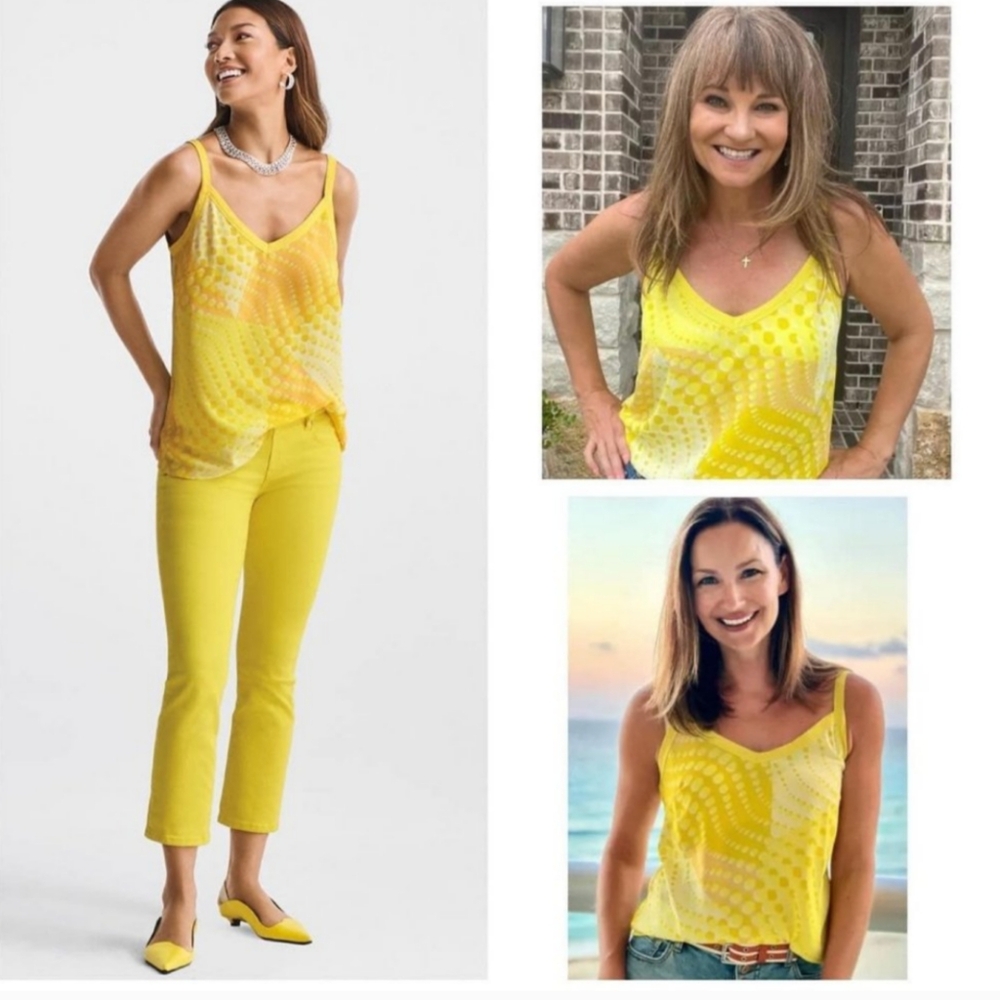 Cabi Playground Sunbeam Yellow Polka Dot Top Size Medium NWT